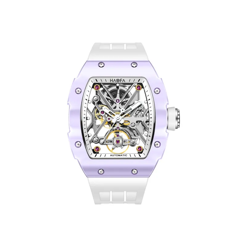 HaofaTourbillon Mechanical Movement Rubber Strap Watch Men's Watches Cut-Out Dial-4