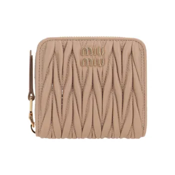 MIU MIU Lambskin Wallet Women's Sand