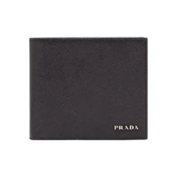PRADA Saffiano Cow Leather Wallet Men's Black/Navy
