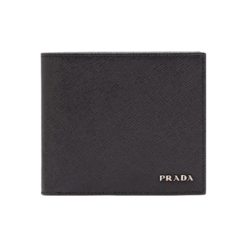 PRADA Saffiano Cow Leather Wallet Men's Black/Navy