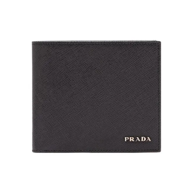 PRADA Saffiano Cow Leather Wallet Men's Black/Navy-0
