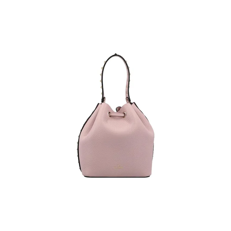 Valentino Rockstud Grain Calfskin Bucket Bag, Handbag, Shoulder Bag, Crossbody Bag Small Size Women's Pink-2