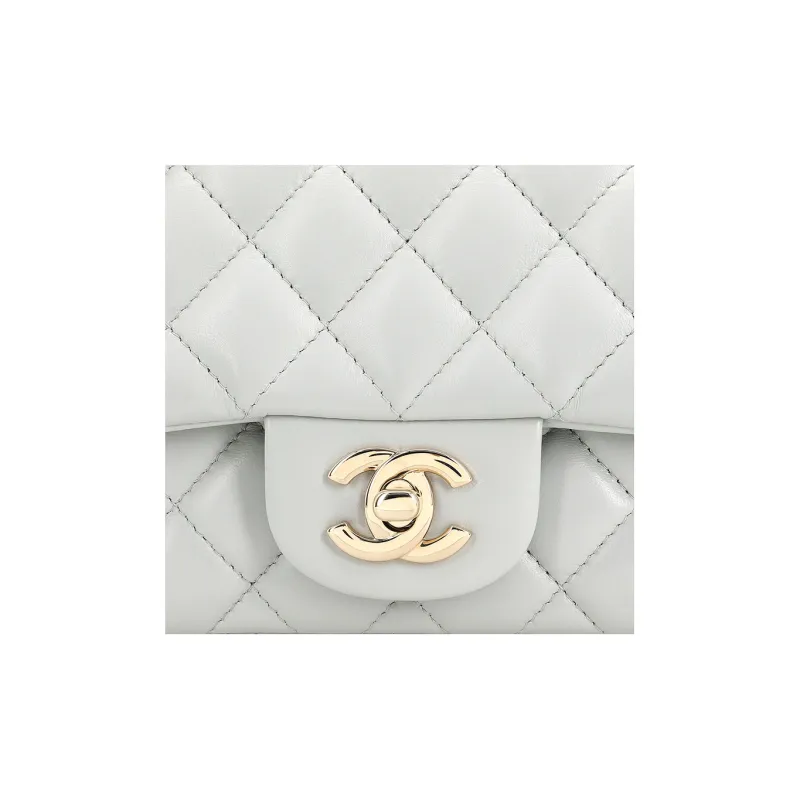 CHANEL Sheepskin Mini Square Flap Bag, Clutch, Shoulder Bag, Crossbody Bag Mini Women's Light Gray Blue-4