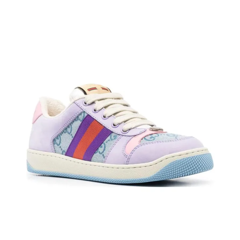 GUCCI Screener Distressed Shoes Stylish Skateboarding Shoes Women's Light Blue-2