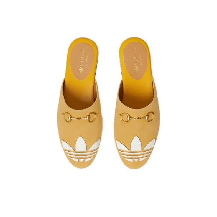 GUCCI Adidas X GUCCI Women's Trefoil Slipper 'Yellow Suede' Women's-3
