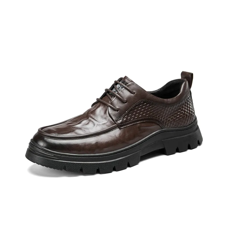 YEARCON Dress Shoes Men Low Top Brown/Black-5