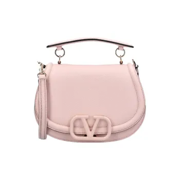 Valentino VSLING Grained Calfskin Saddle Bag Portable Crossbody Bag Shoulder Bag Women's Pink