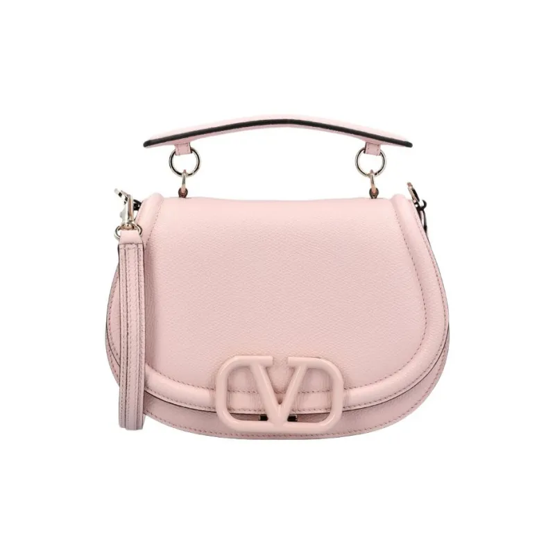 Valentino VSLING Grained Calfskin Saddle Bag Portable Crossbody Bag Shoulder Bag Women's Pink-0