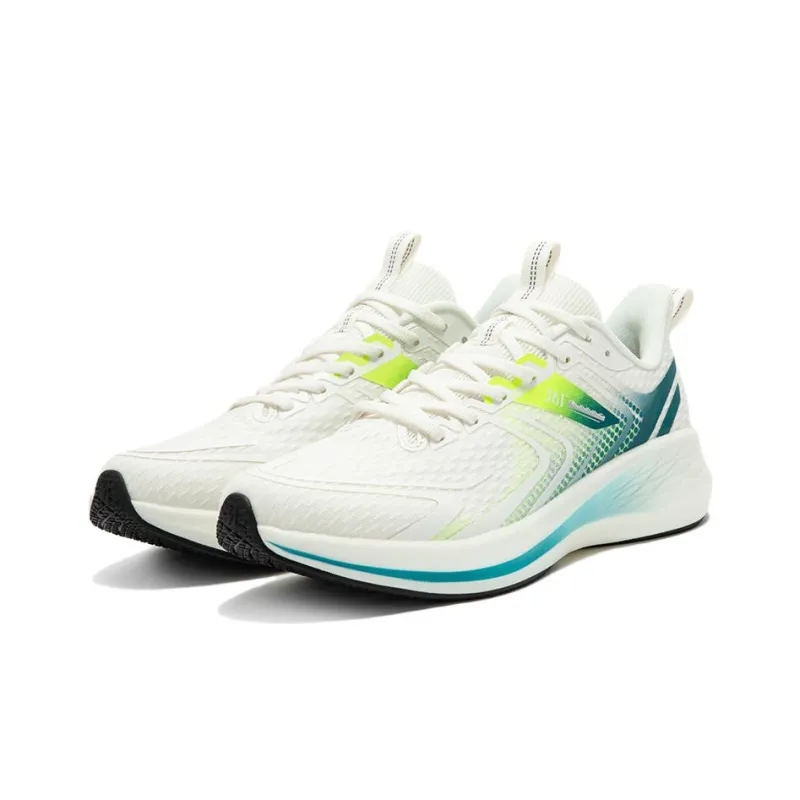 361° QU!KFOAM Cushioning Anti Slip And Wear Resistant Low Top Running Shoes Men's White Green-2