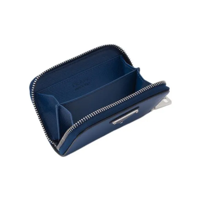 PRADA Saffiano Cow Leather Coin Purses Wallets Men's Marine Blue-2