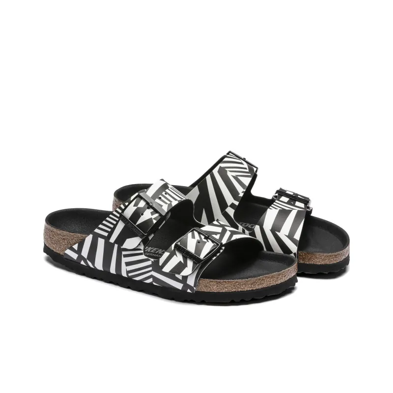 Birkenstock Arizona Slide Slippers Unisex Black White-2