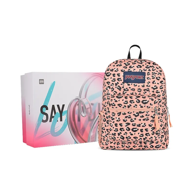 JanSport Polyester Backpack Regular Unisex Pink Leopard Print-4