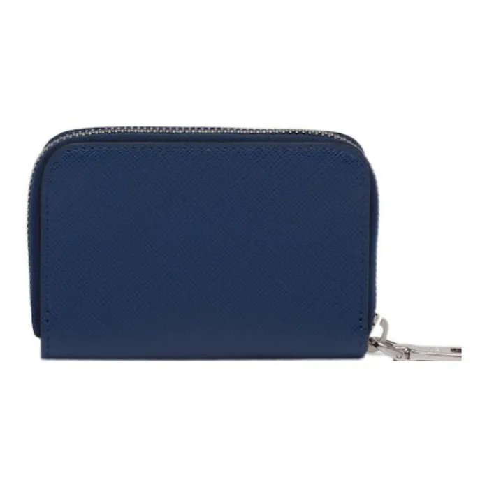 PRADA Saffiano Cow Leather Coin Purses Wallets Men's Marine Blue-3