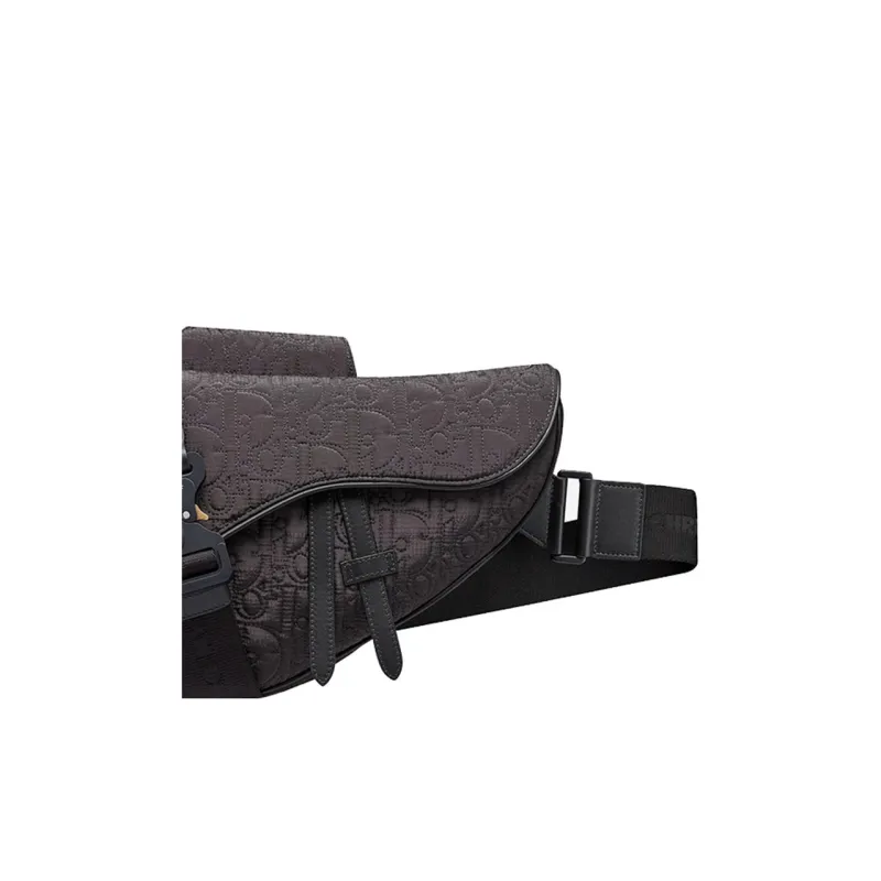 DIOR Saddle Nylon Fabric Saddle Bag Crossbody Bag Sling Bag Men's Black-1