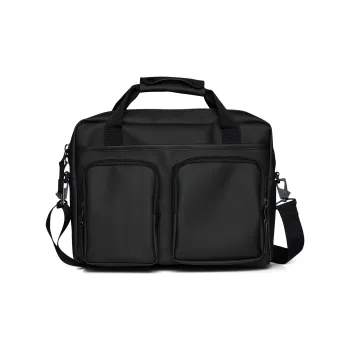 Rains Polyurethane Travel Bag Handbag Crossbody Bag Briefcase Large Size Unisex Black/Green