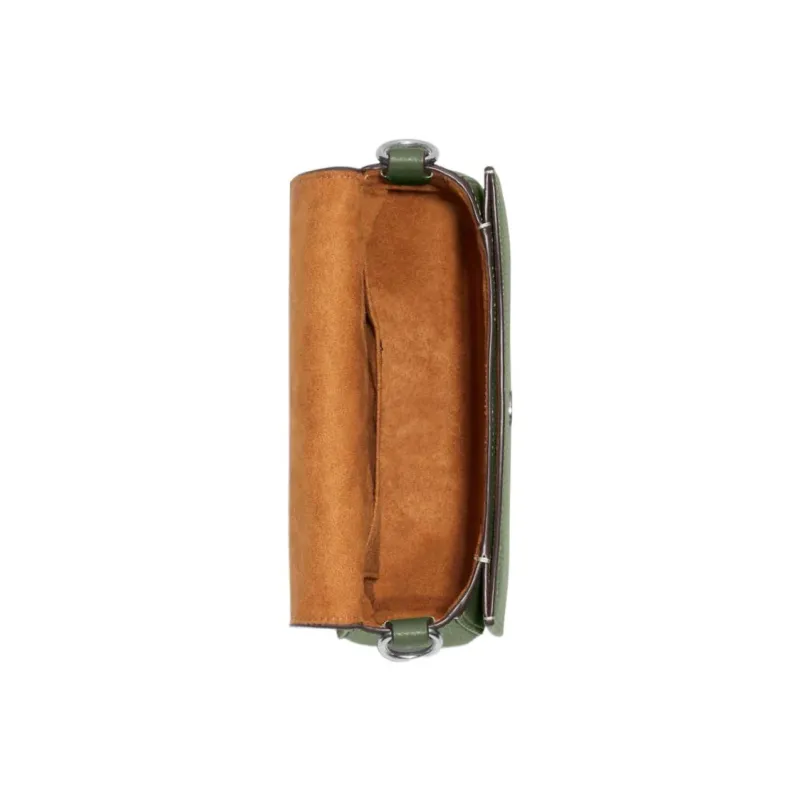 COACH Saddle Pebbled Leather Saddle Bags One Shoulder Handbags Medium Size Women's Green-2