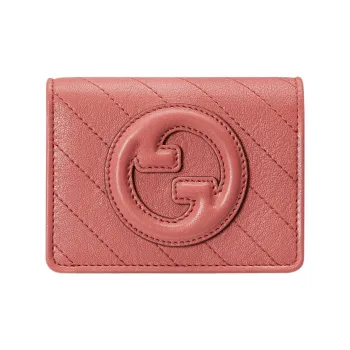 GUCCI Blondie Leather Card Holder Women's Pink