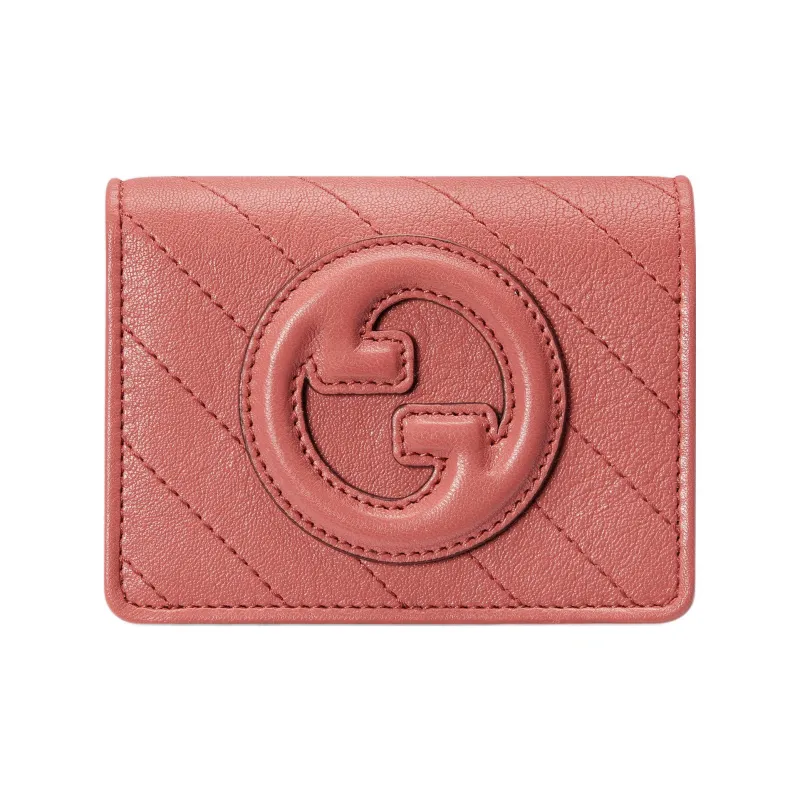 GUCCI Blondie Leather Card Holder Women's Pink-0