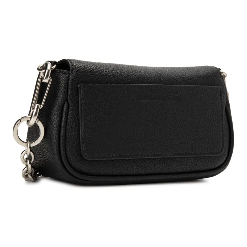 CALVIN KLEIN PU Saddle Bag, Shoulder Bag Regular Women's Black-4