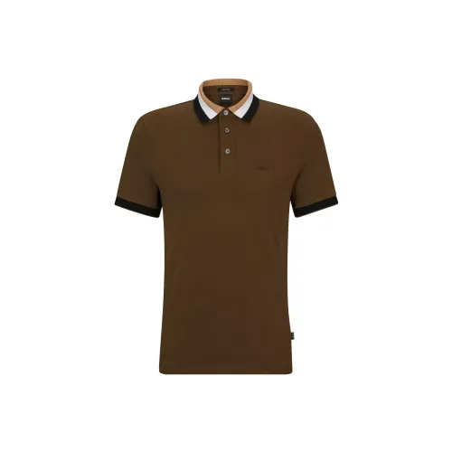 HUGO BOSS Polo Shirts Men Dark Brown