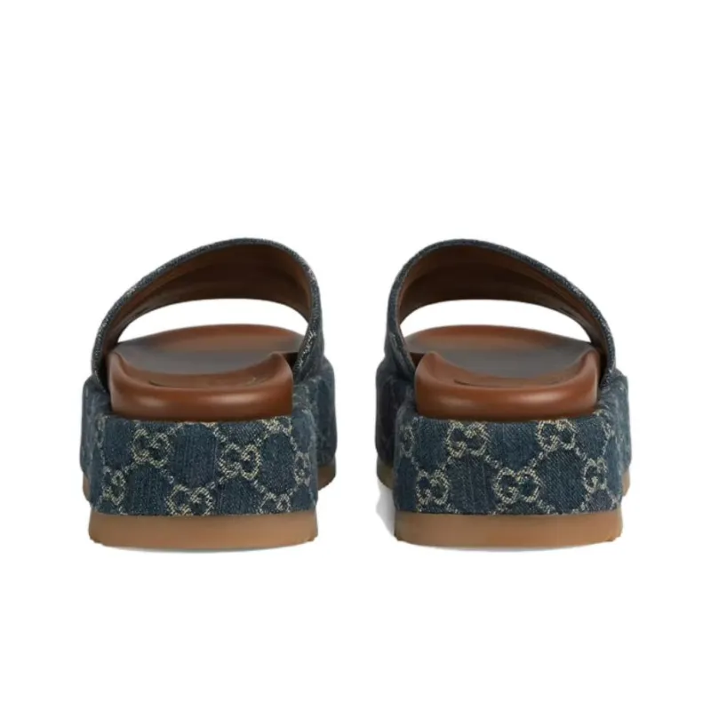 GUCCI Women's Platform Slide Sandal 'Allover Gg Denim' Women's-4