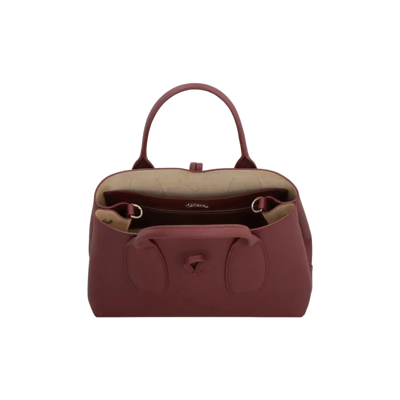 LONGCHAMP Roseau Grained Cow Leather Tote Bag Shopping Bag Handbag Medium Size Women's Burgundy-4