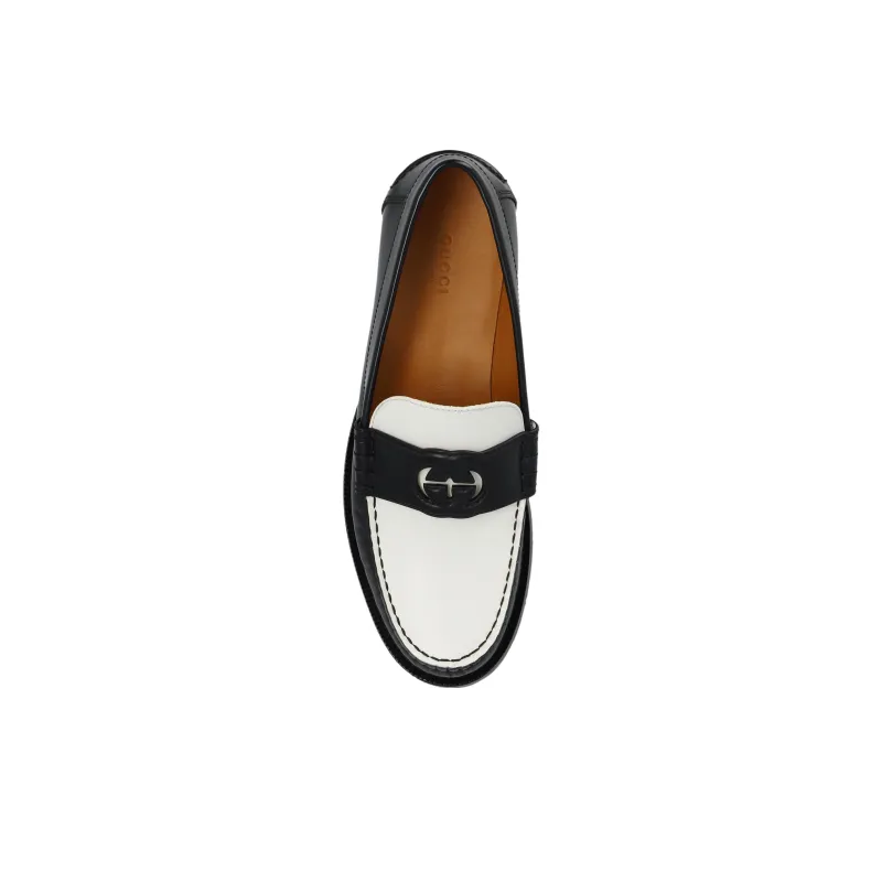 GUCCI Women's Loafer 'Interlocking G Cut Out Black White' Women's-3