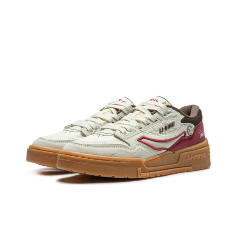 LiNing 001 BTC BTC PREMIUM Cushioning Anti Slip And Wear Resistant Low Top Casual Shoes Men's White Red-2