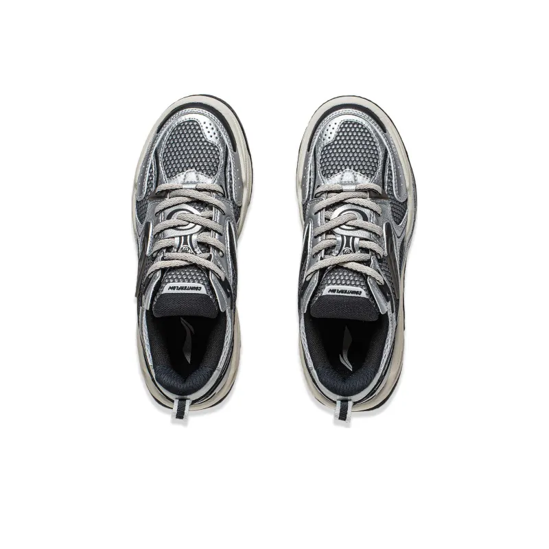 LiNing CF Tracing, FlashStar 2 Anti Slip Wear Resistant Low Top Casual Shoes Women's Silver Black-3