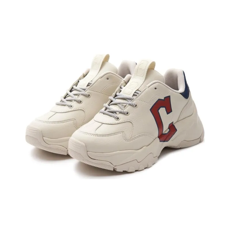 MLB Big Ball Chunky A Cleveland Indians Anti Slip Wear Resistant Low Top Chunky Sneakers Unisex White-2