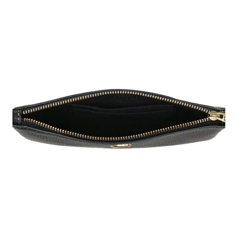 COACH Wristlet Cow Leather Clutch Wrist Bag Trumpets Women's Black-3