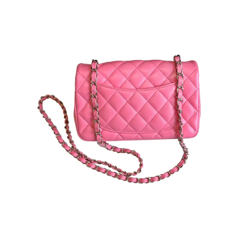 CHANEL Lambskin Shoulder Bag, Crossbody Bag Mini Women's Barbie Pink-1