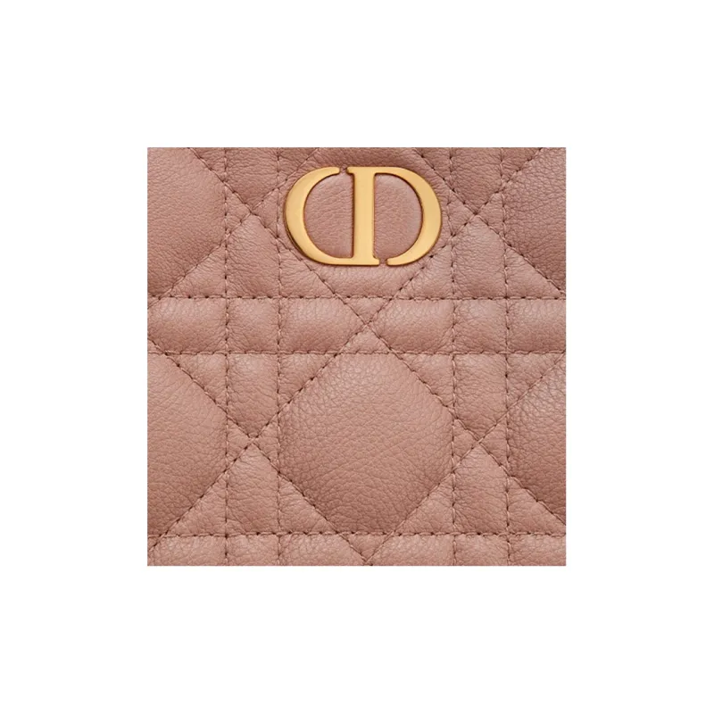 DIOR Caro Cow Leather Coin Purse Clutch Women's Rose Pink-2
