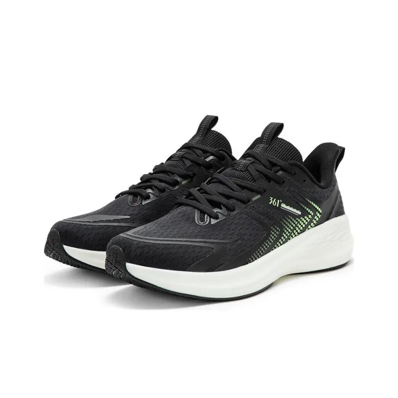 361° QU!KFOAM Cushioning Anti Slip And Wear Resistant Low Top Running Shoes Men's Black Green-2