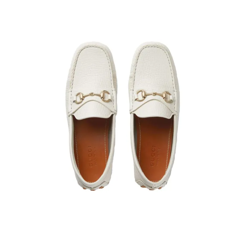 GUCCI Horsebit Gommino Loafers Men's White-3