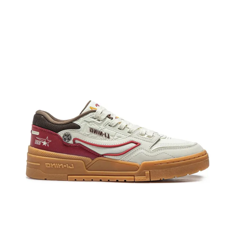 LiNing 001 BTC BTC PREMIUM Cushioning Anti Slip And Wear Resistant Low Top Casual Shoes Men's White Red-1