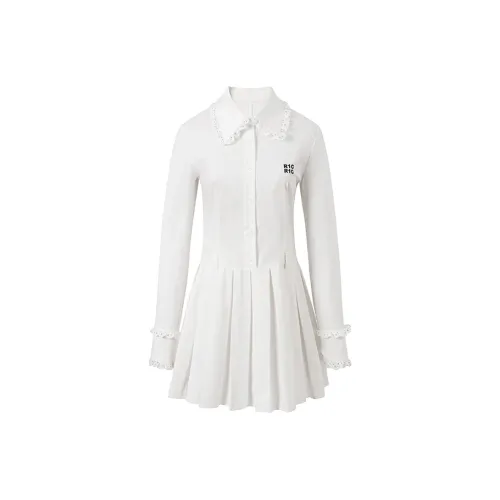 RECOIN Long-Sleeved Dresses Women's White