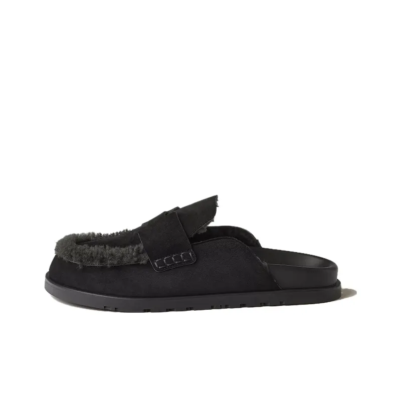 HERMES Go Rubber Sole Wrap toe Slippers Men's Black-0