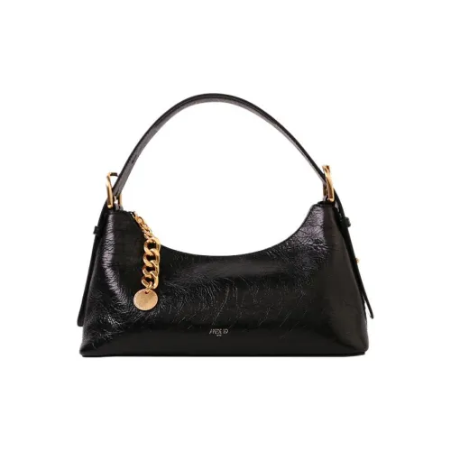 APEDE MOD Wrinkled Cow Leather Handbag Shoulder Bag Crossbody Bag Women's Black