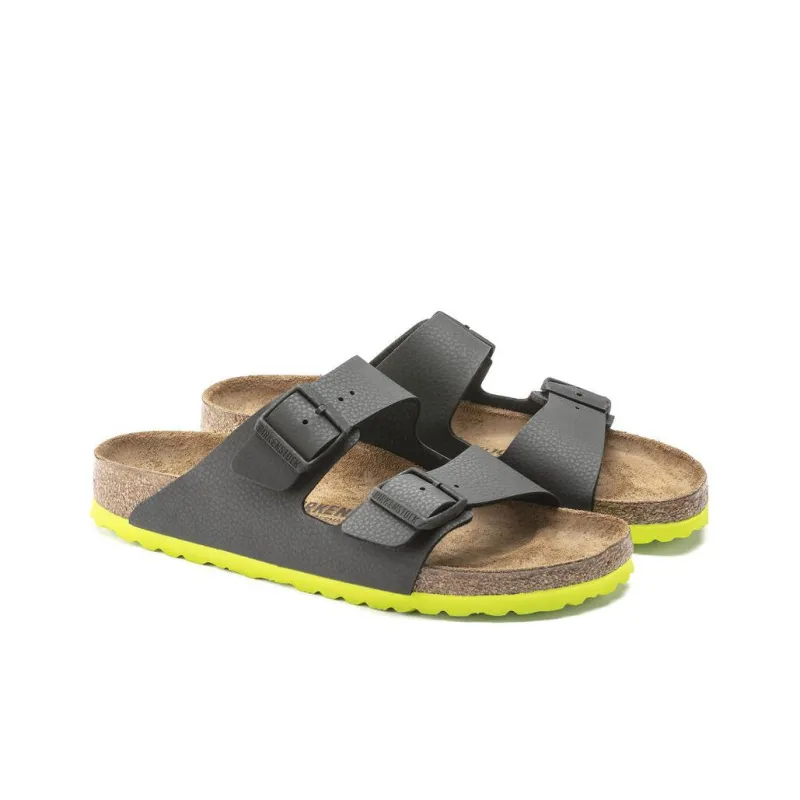 Birkenstock Slide Slippers Unisex Desert Soil Black Acid Lime-2