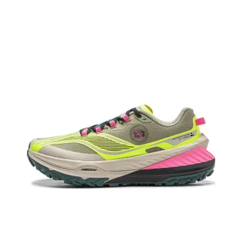 LiNing Cushioning Slip Resistant And Abrasion Resistant Low Top Trail Running Shoes Women's Green Yellow