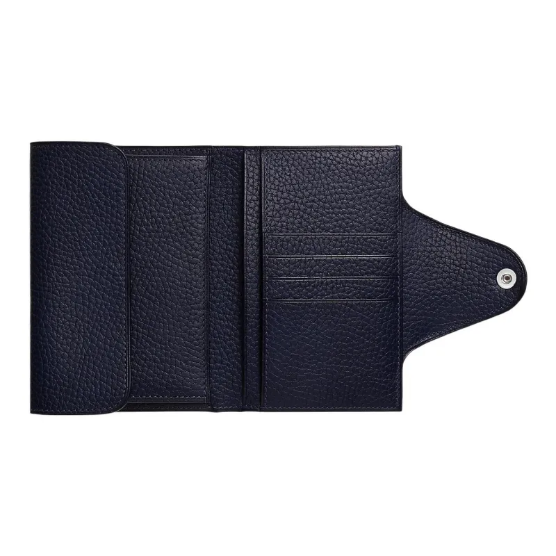 HERMES Iliade Cow Leather Wallet Men's 2Z Bleu Nuit Midnight Blue-1