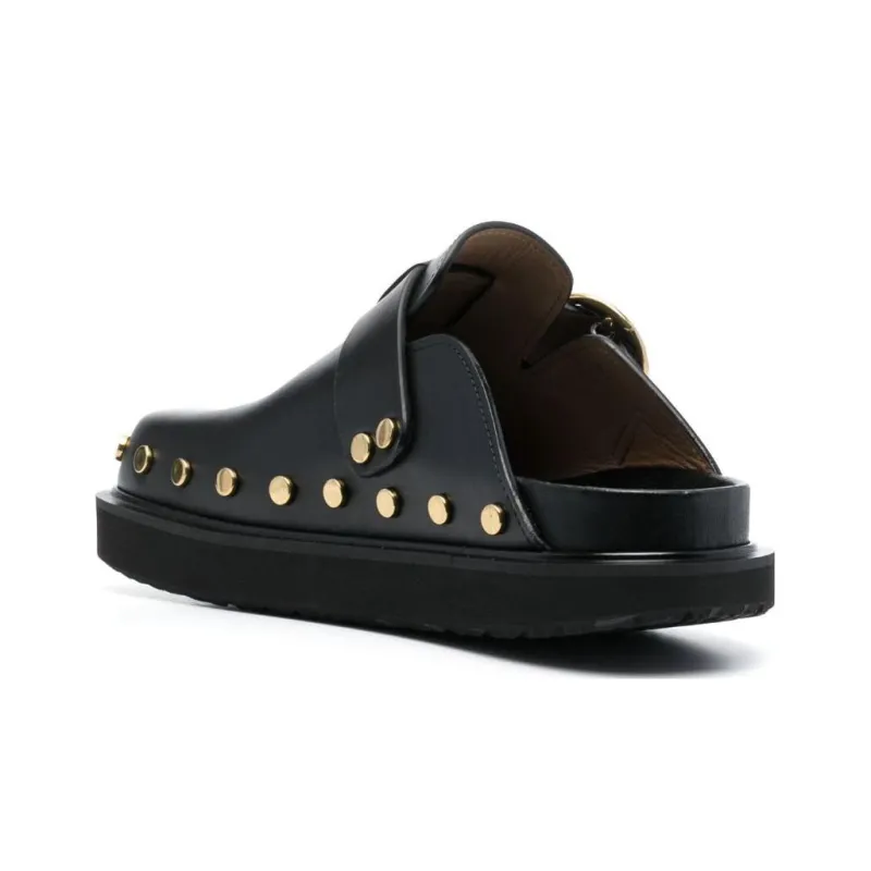 ISABEL MARANT Stud-detailing Flat Leather Mules-3