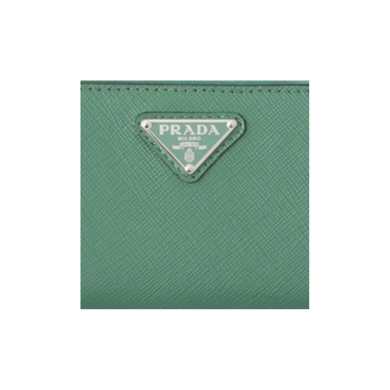 PRADA Saffiano Cow Leather Coin Purses Wallets Men's Salvia Green-4