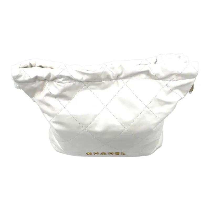 CHANEL 22Bag Shiny Calfskin Tote Bag, Shopping Bag, Handbag, Shoulder Bag Tubas Women's White-3