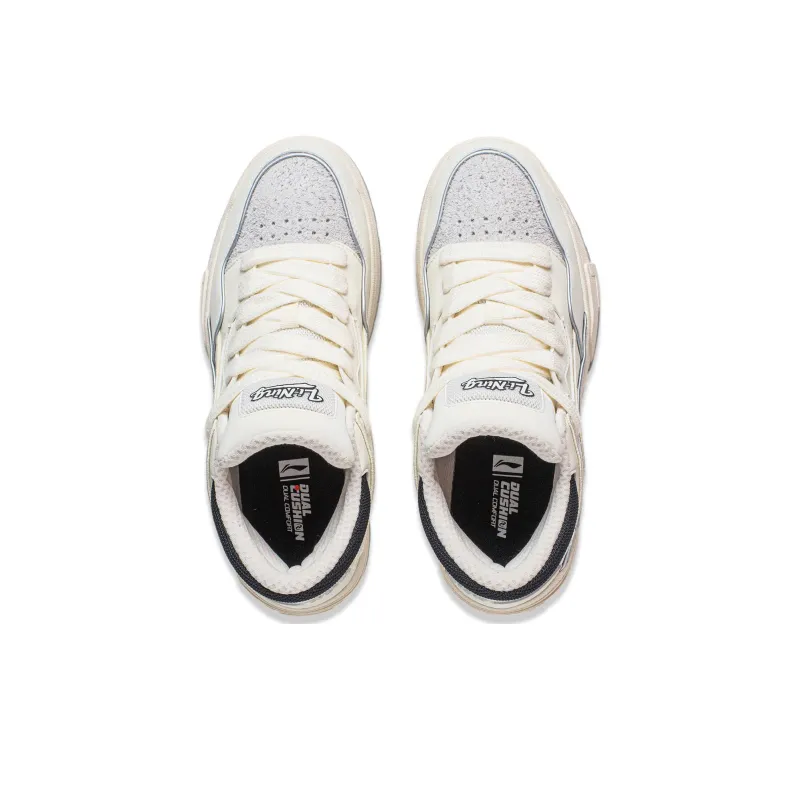 LiNing Wave MID Anti Slip Wear Resistant Mid Top Casual Shoes Men's White Gray-3