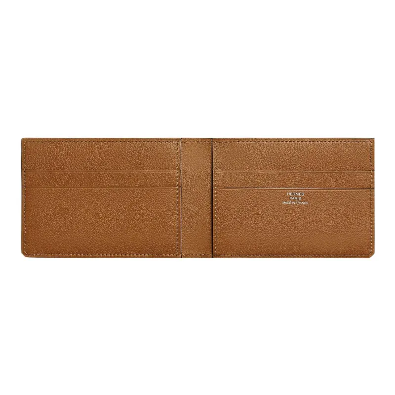 HERMES Evergrain With Evercolor Calfskin Card Holder Men's Black/Gold-1