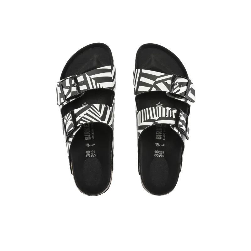 Birkenstock Arizona Slide Slippers Unisex Black White-3