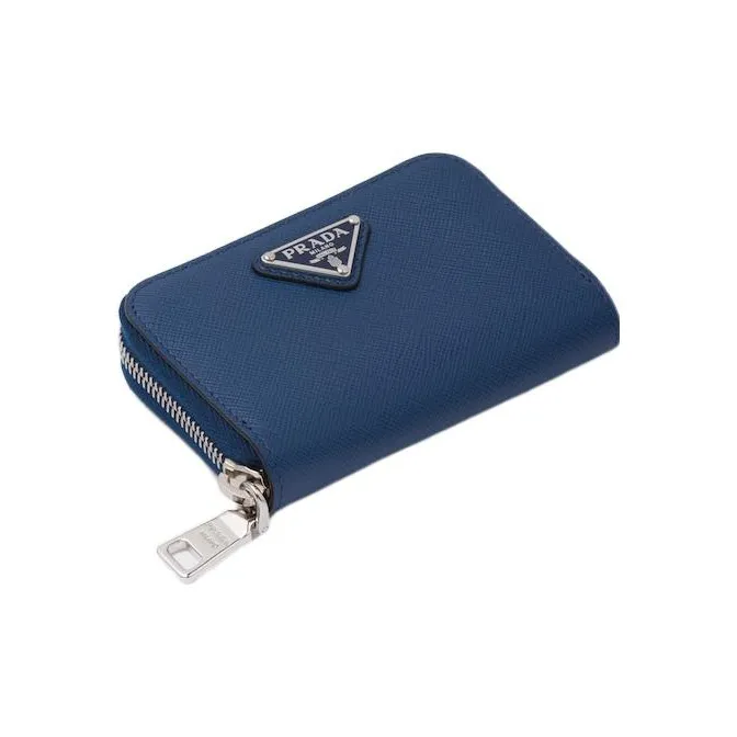 PRADA Saffiano Cow Leather Coin Purses Wallets Men's Marine Blue-1