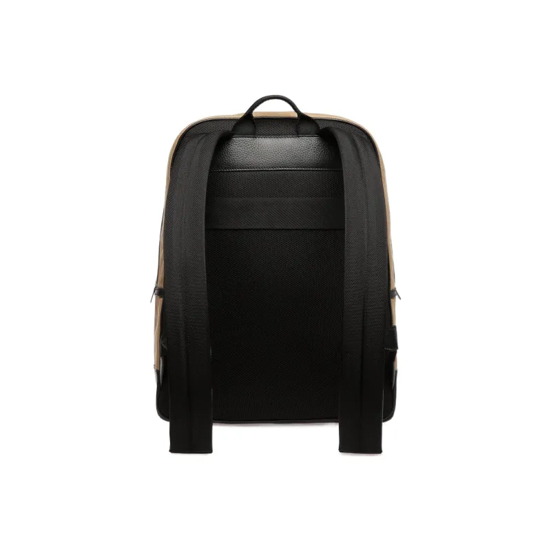 BALLY Fabric With Cow Leather Backpack Men's Beige-2